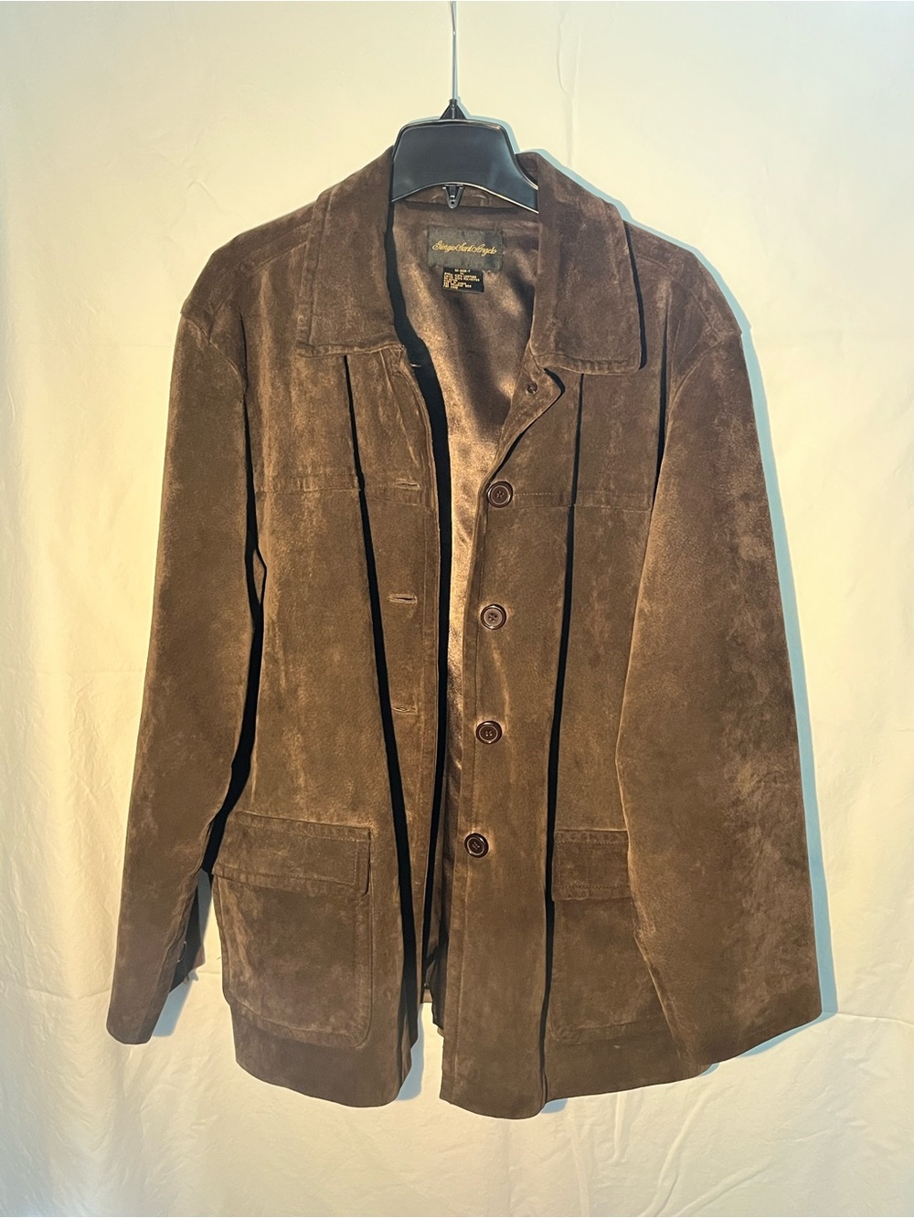 Brown Suede Button-Front Jacket